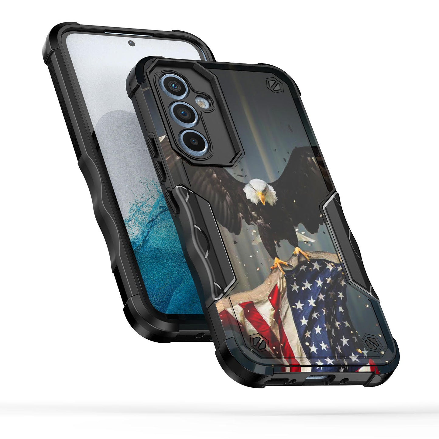 Case For Samsung Galaxy A54 5G Hybrid Grip Design Shockproof Phone Cover - American Bald Eagle Flying with Flag