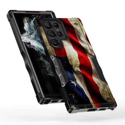 Case For Samsung Galaxy S23 Ultra - Hybrid Grip Design Shockproof Phone Cover - American Flag