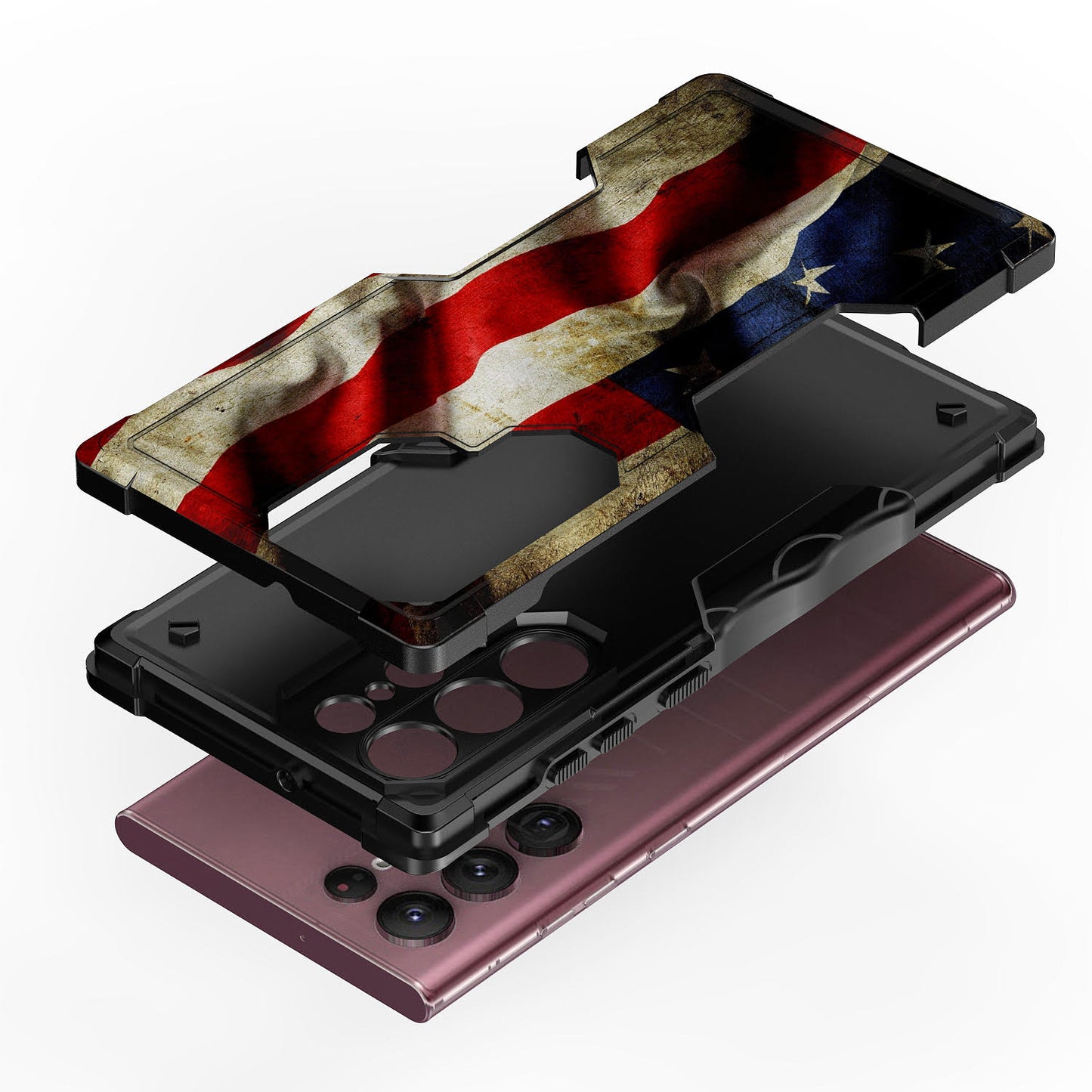Case For Samsung Galaxy S23 Ultra - Hybrid Grip Design Shockproof Phone Cover - American Flag