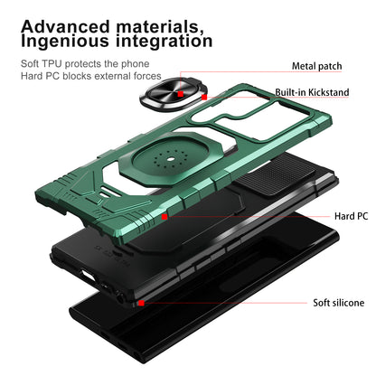 Case For Samsung Galaxy S22 ULTRA - Rugged Armor Ring Stand Phone Cover - Green