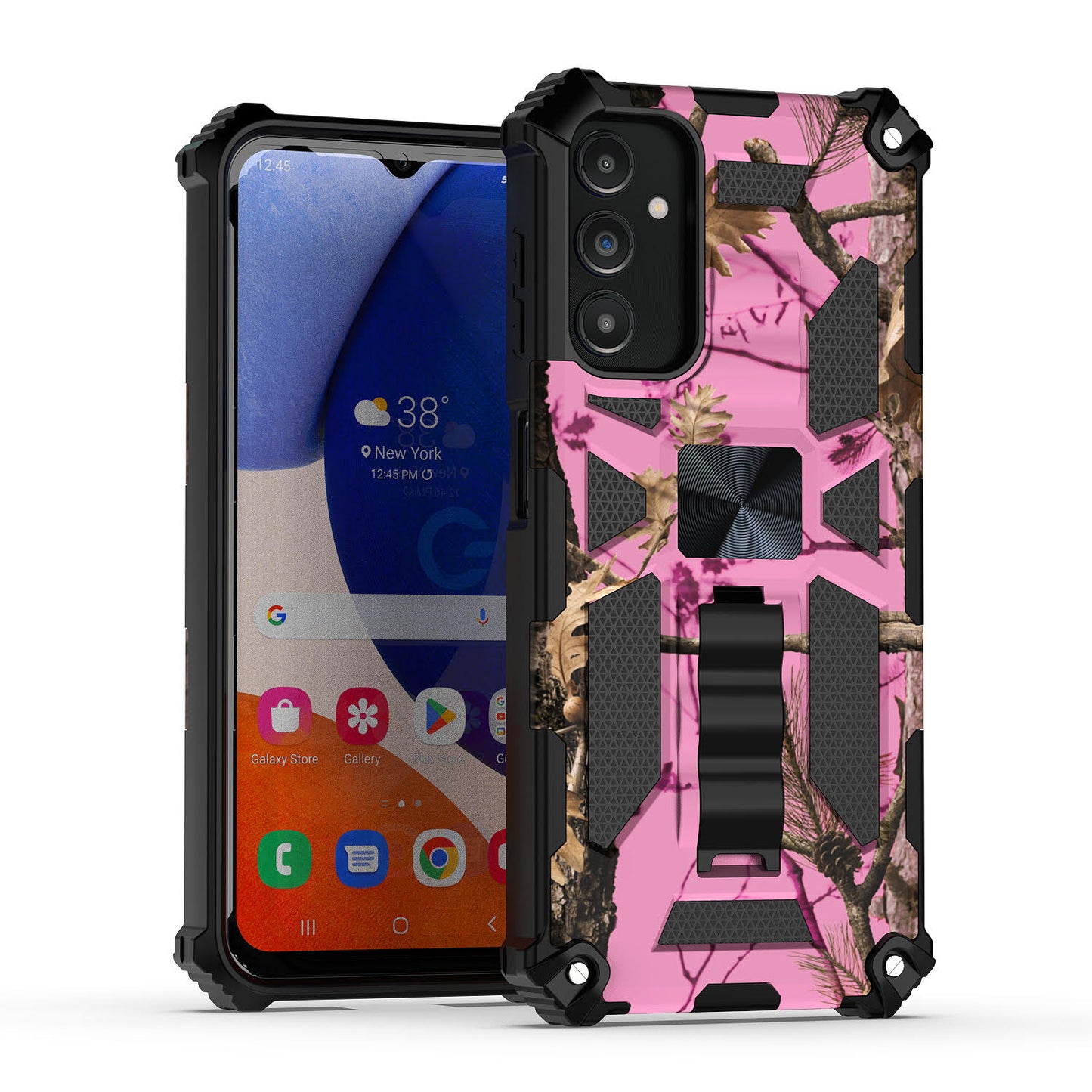 Case For Samsung Galaxy A14 5G Military Style Kickstand Phone Cover - Hunting Camo Pink