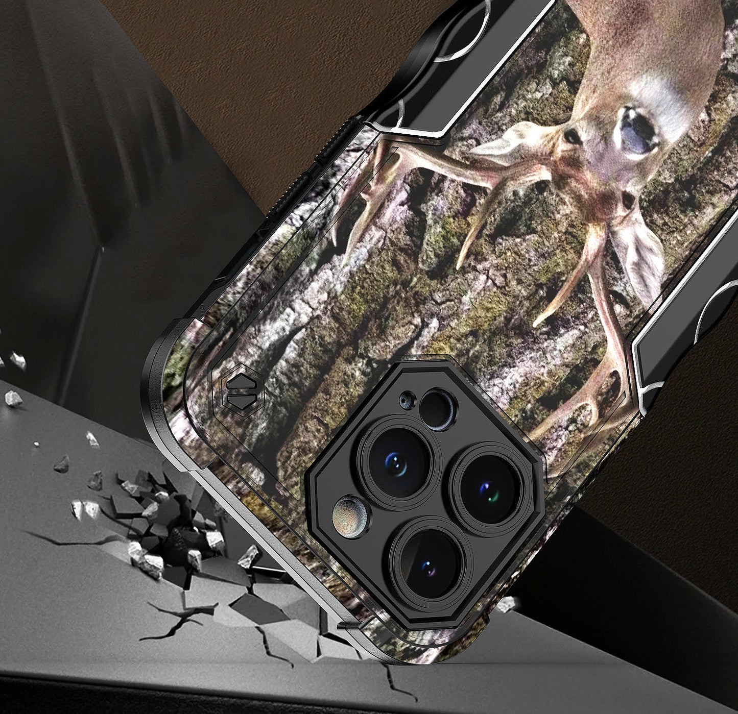 Case For Apple iPhone 13 Pro - Hybrid Grip Design Shockproof Phone Cover - Whitetail Deer