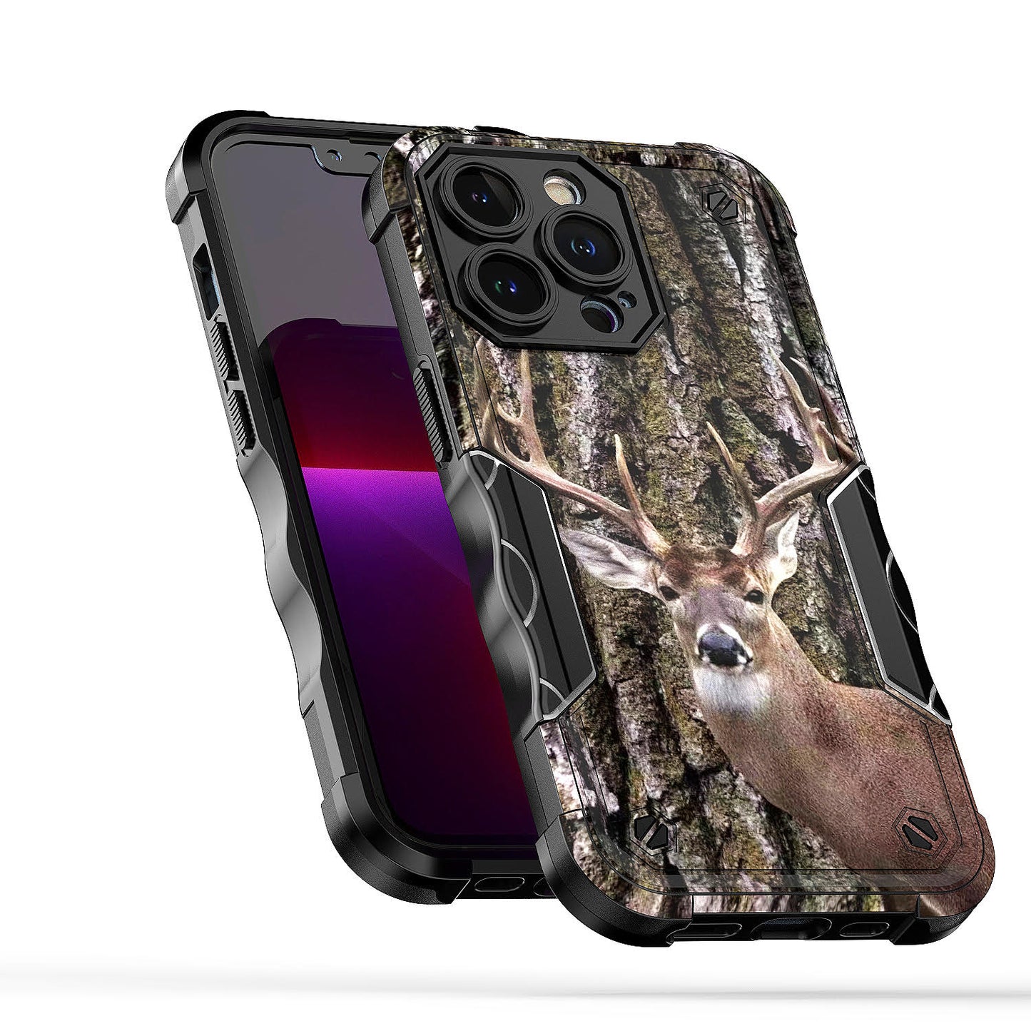 Case For Apple iPhone 14 Pro - Hybrid Grip Design Shockproof Phone Cover - Whitetail Deer
