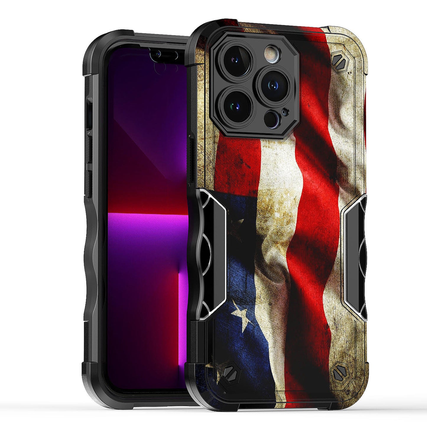 Case For Apple iPhone 13 Pro - Hybrid Grip Design Shockproof Phone Cover - American Flag