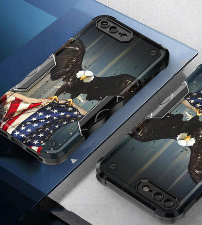 Case For Apple iPhone 6s Plus - Hybrid Grip Design Shockproof Phone Cover - American Bald Eagle Flying with Flag