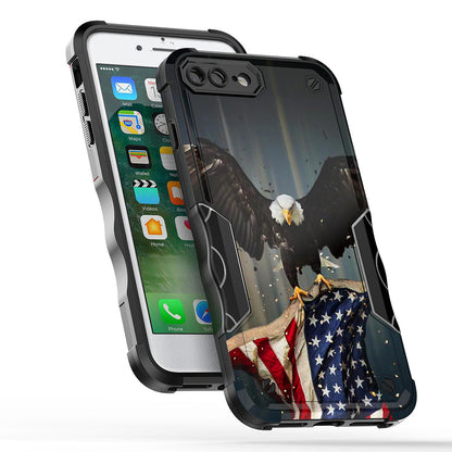 Case For Apple iPhone 6 Plus - Hybrid Grip Design Shockproof Phone Cover - American Bald Eagle Flying with Flag