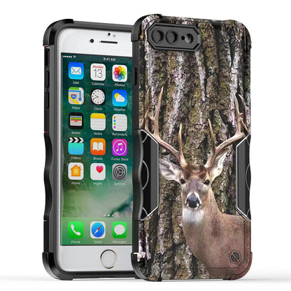 Case For Apple iPhone 8 Plus - Hybrid Grip Design Shockproof Phone Cover - Whitetail Buck