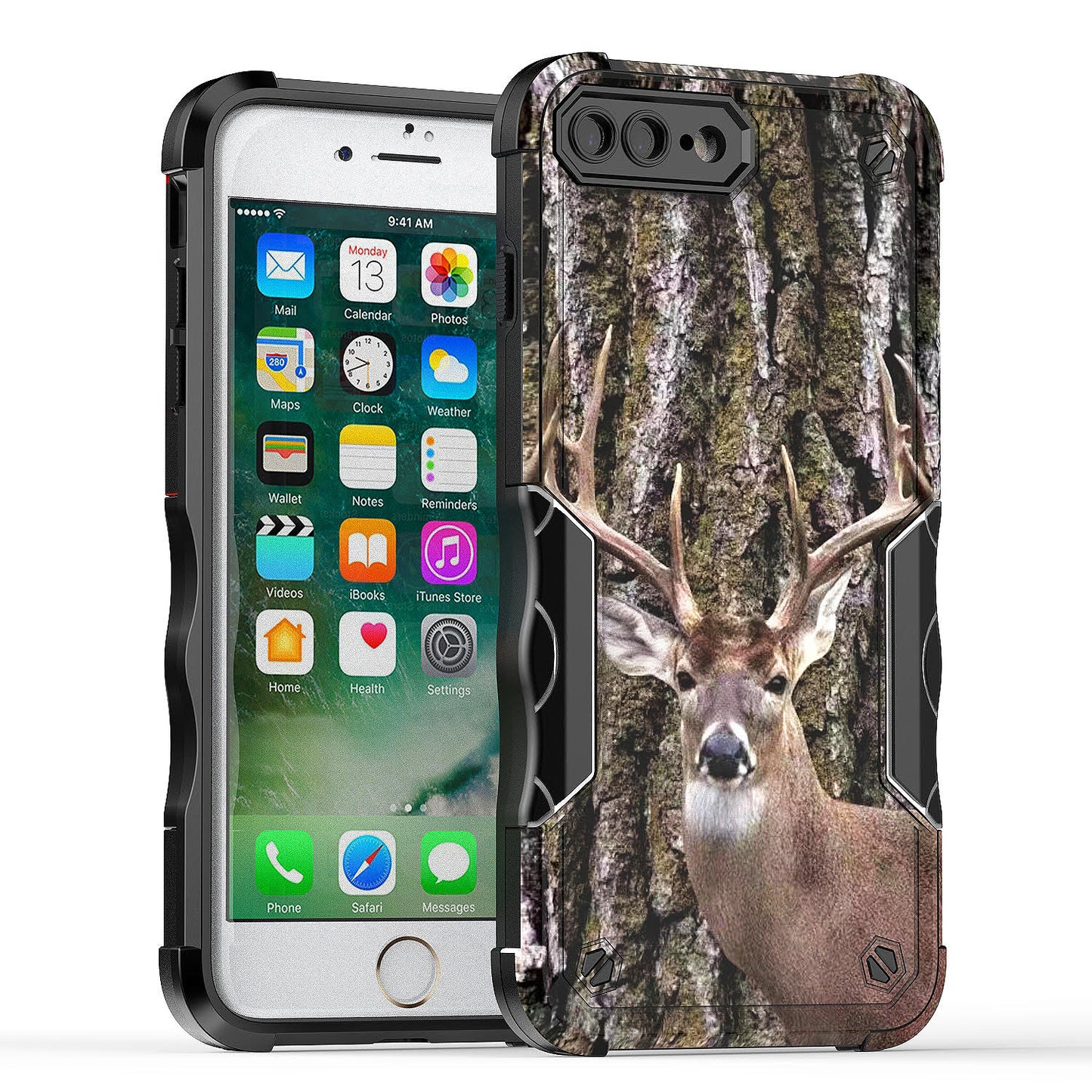 Case For Apple iPhone 6s Plus - Hybrid Grip Design Shockproof Phone Cover - Whitetail Buck