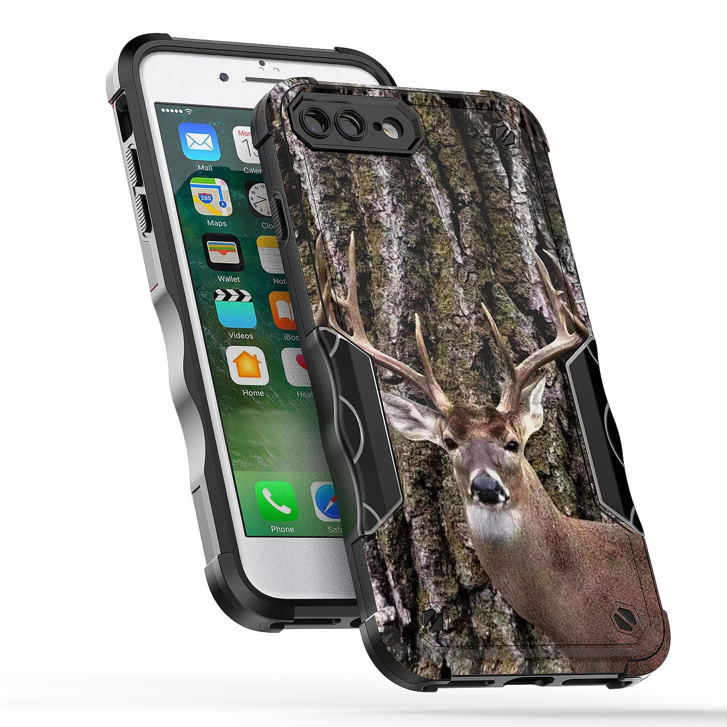 Case For Apple iPhone 7 Plus - Hybrid Grip Design Shockproof Phone Cover - Whitetail Buck
