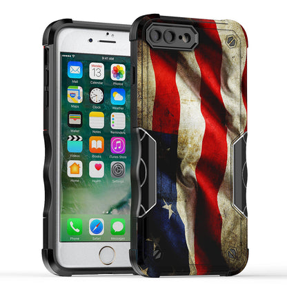 Case For Apple iPhone 8 Plus - Hybrid Grip Design Shockproof Phone Cover - American Flag