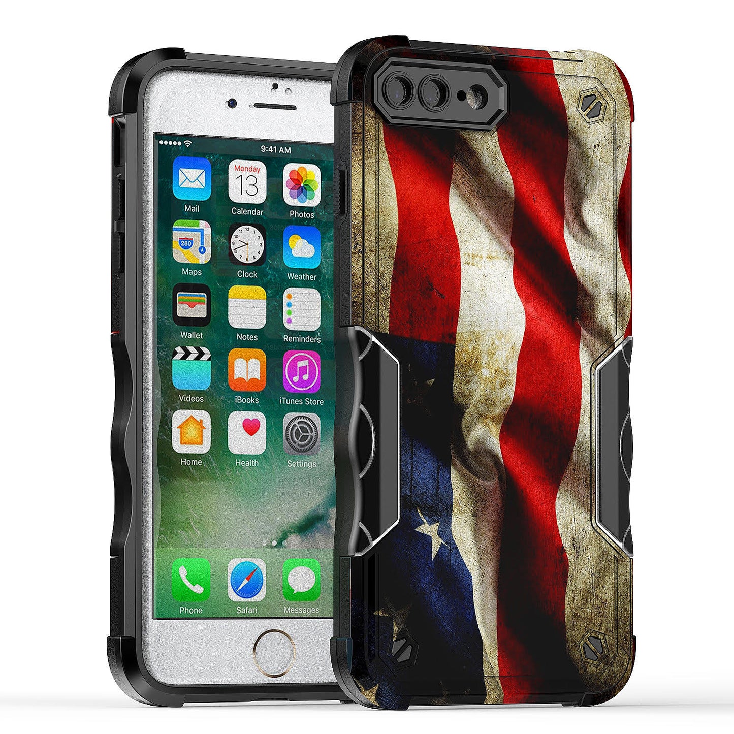 Case For Apple iPhone 7 Plus - Hybrid Grip Design Shockproof Phone Cover - American Flag