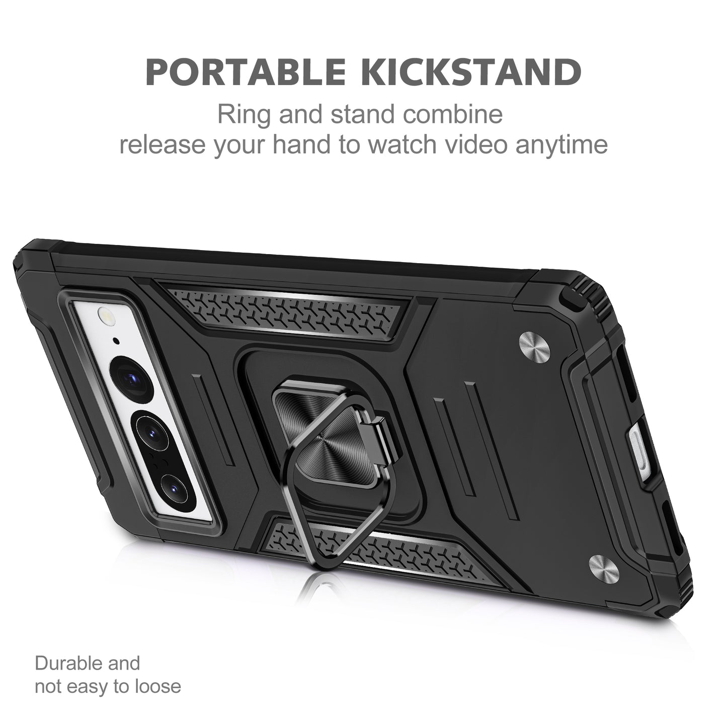 Case For Google Pixel 7 PRO - Shockproof Ring Stand Phone Cover - Black