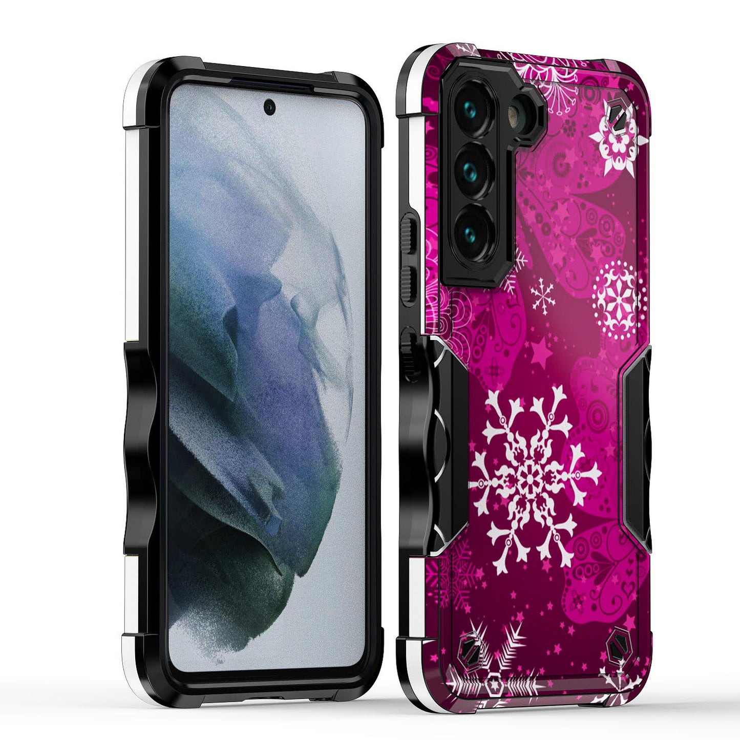 Case For Samsung Galaxy S23 PLUS - Hybrid Grip Design Shockproof Phone Cover - Butterfly and Snowflakes