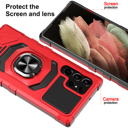 Case For Samsung Galaxy S22 ULTRA - Rugged Armor Ring Stand Phone Cover - Red