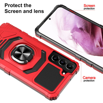 Case For Samsung Galaxy S22 PLUS - Rugged Armor Ring Stand Phone Cover - Red