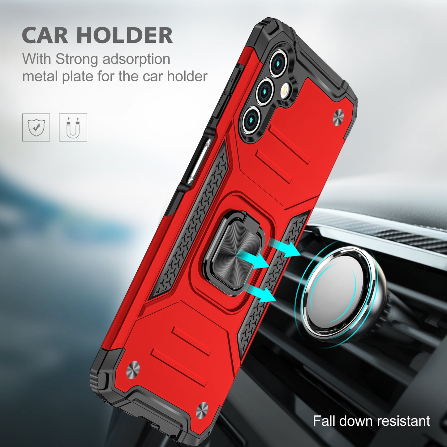 Case For Samsung Galaxy A14 5G Shockproof Ring Stand Phone Cover - Red