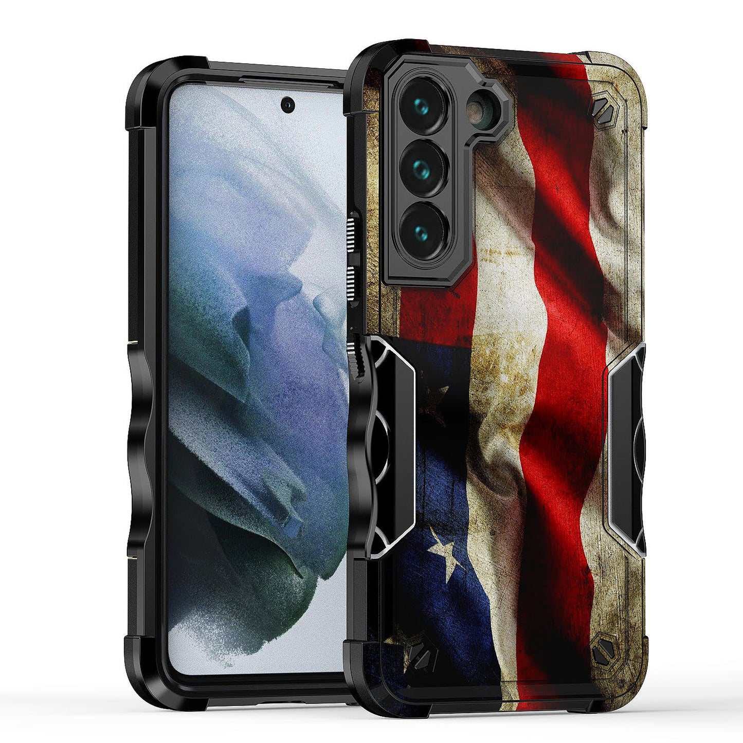 Case For Samsung Galaxy S22 Plus - Hybrid Grip Design Shockproof Phone Cover - American Flag