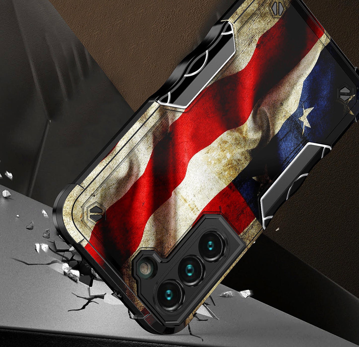 Case For Samsung Galaxy S22 - Hybrid Grip Design Shockproof Phone Cover - American Flag