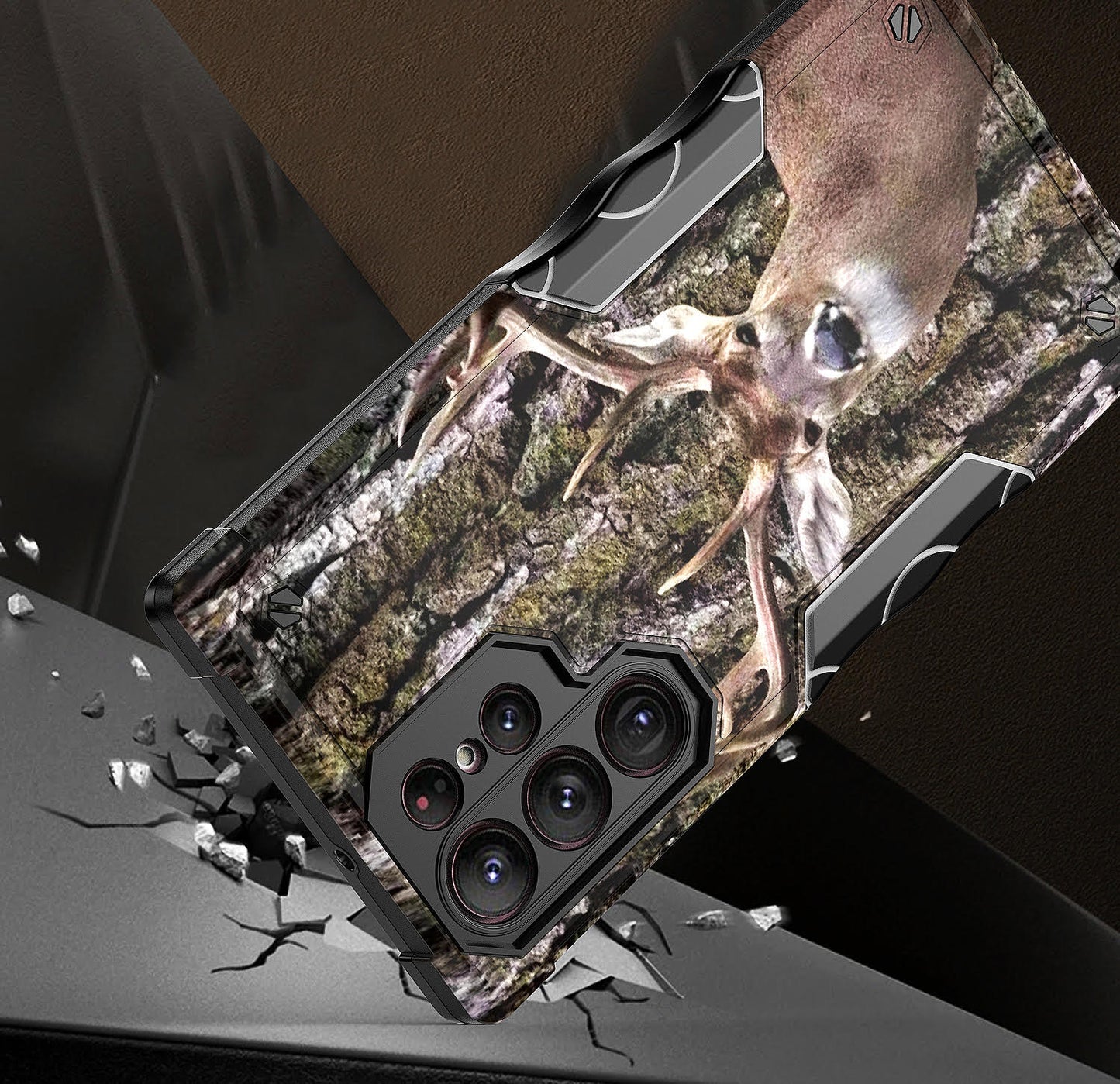 Case For Samsung Galaxy S22 ULTRA - Hybrid Grip Design Shockproof Phone Cover - Whitetail Buck