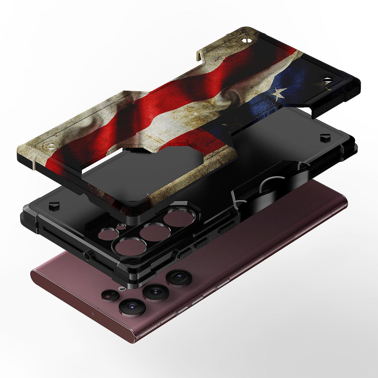 Case For Samsung Galaxy S22 ULTRA - Hybrid Grip Design Shockproof Phone Cover - American Flag