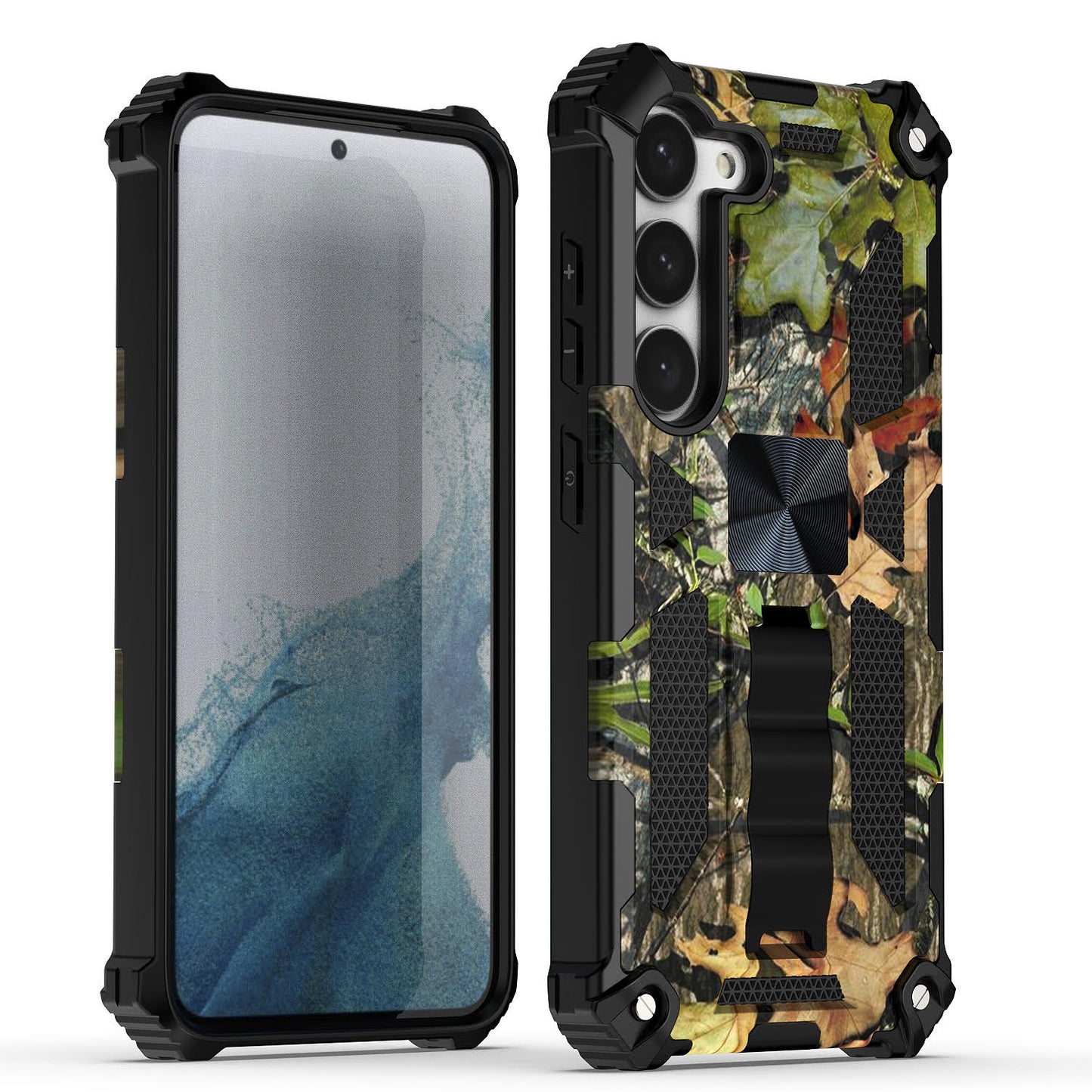 Case For Samsung Galaxy S23 - Military Style Kickstand Phone Cover - Hunting Green Camo