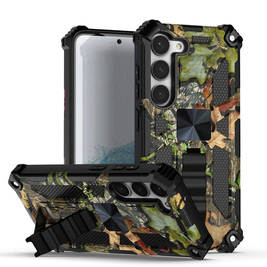 Case For Samsung Galaxy S23 PLUS - Military Style Kickstand Phone Cover - Hunting Green Camo