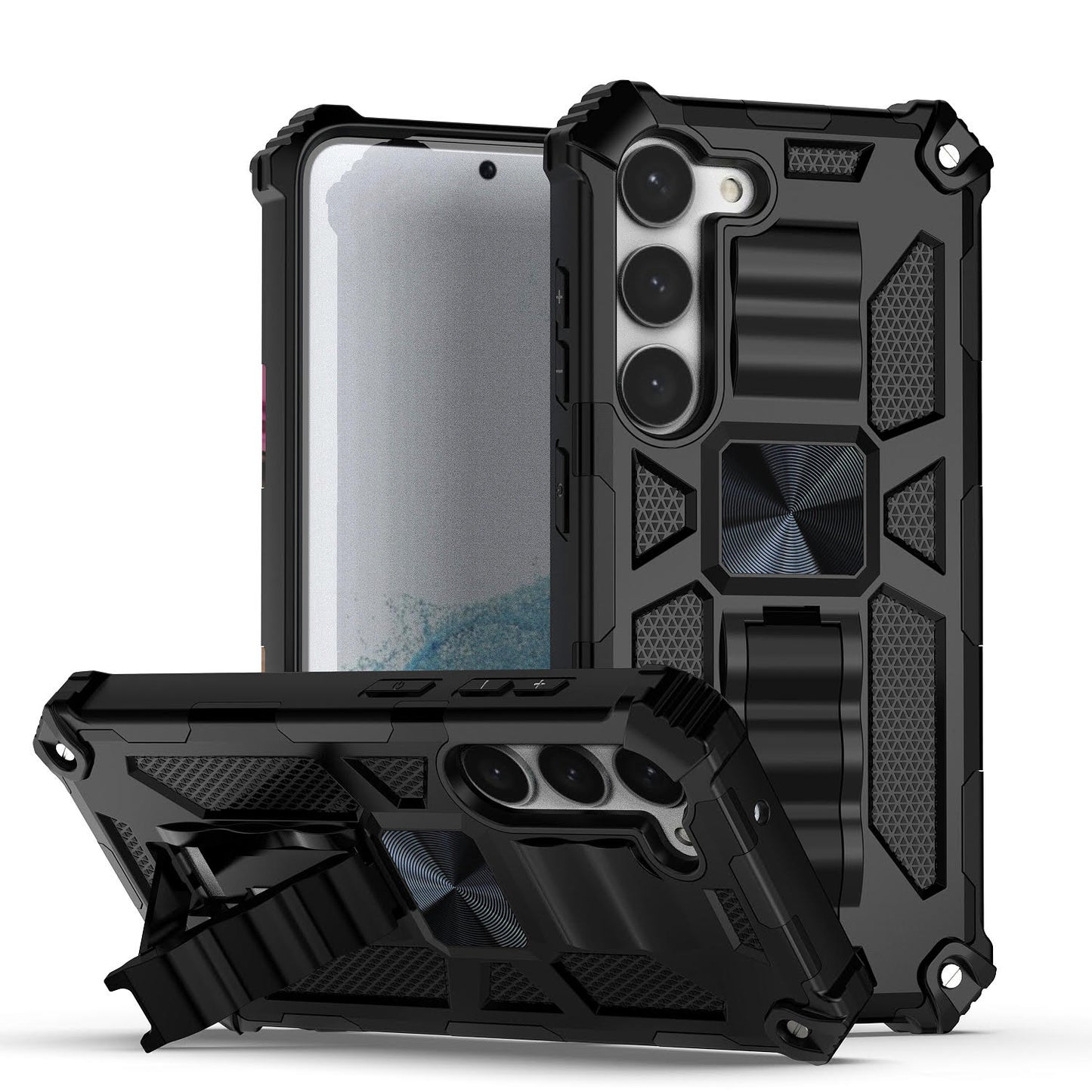 Case For Samsung Galaxy S23 - Military Style Kickstand Phone Cover - Black