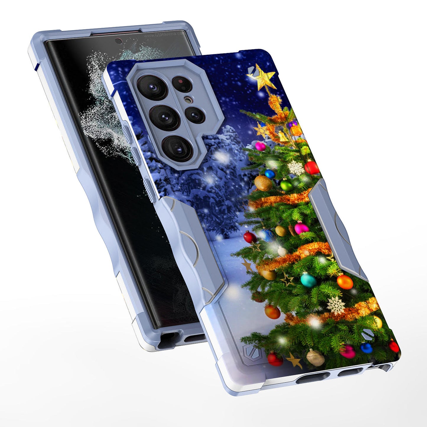 Case For Samsung Galaxy S22 ULTRA - Hybrid Grip Design Shockproof Phone Cover - Christmas Tree