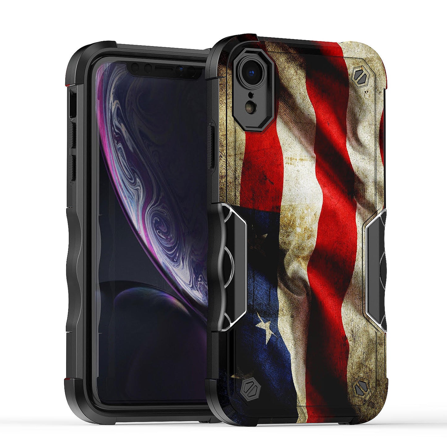 Case For Apple iPhone XR - Hybrid Grip Design Shockproof Phone Cover - American Flag