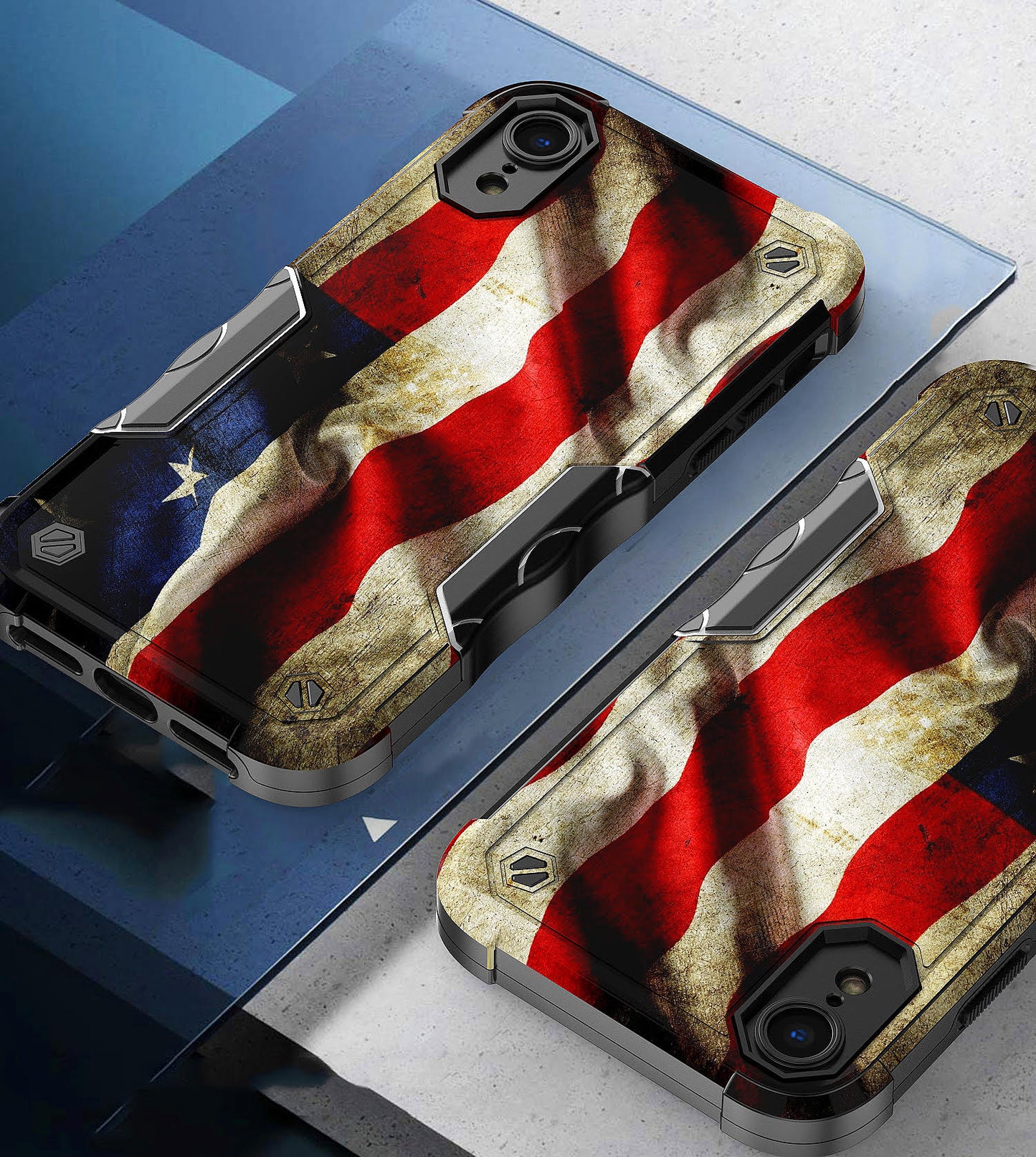 Case For Apple iPhone XR - Hybrid Grip Design Shockproof Phone Cover - American Flag